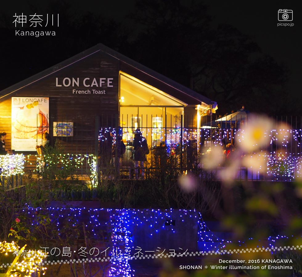 江の島 冬のイルミネーション：フレンチトースト専門店「LONCAFE」