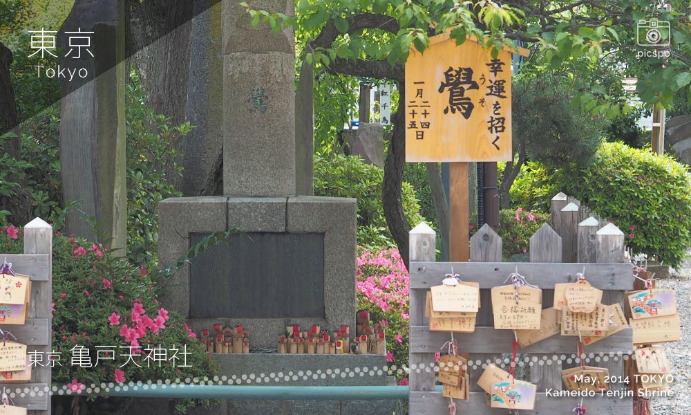 亀戸天神社の鷽の碑