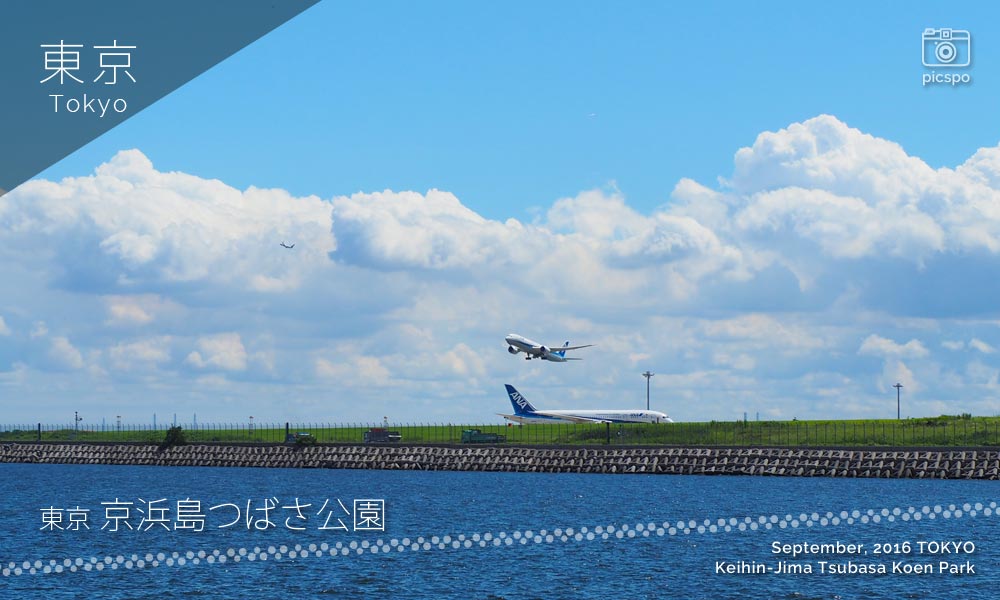 京浜島つばさ公園から見える離陸機