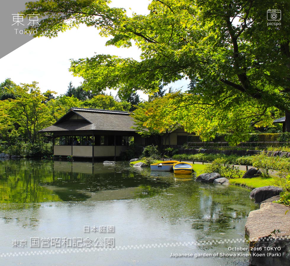 昭和記念公園の日本庭園：歓楓亭
